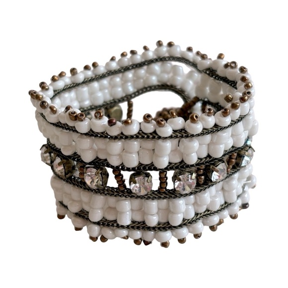 Boho Western Beaded Crystal Cuff Bracelet - Picture 2 of 14